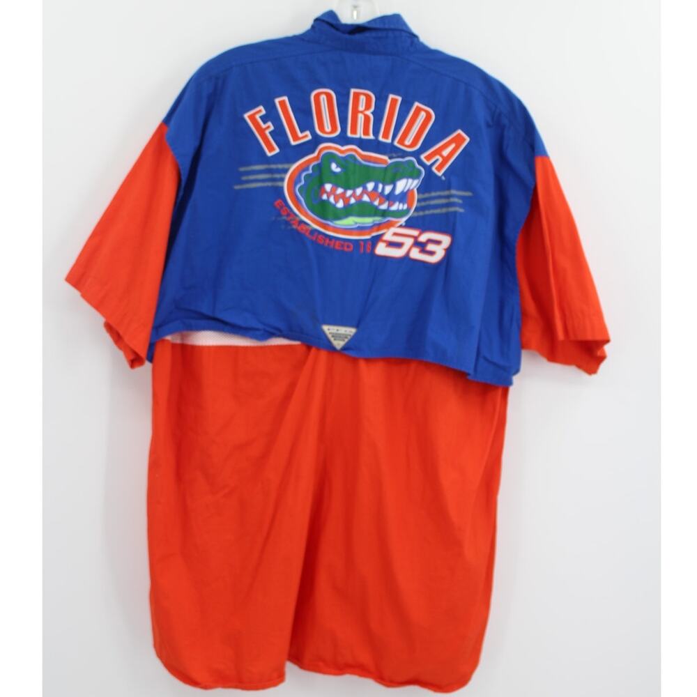 Columbia PFG Button Down SS Polo Florida Gators Vented Pockets Embroidered XXL